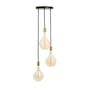 Tala - Brass Triple Set de lampes suspendues, y compris 3 x Voronoi II ampoules LED E27, noir / laiton