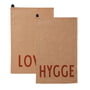 Design Letters - Favourite Torchon, Love / Hygge, beige (lot de 2)