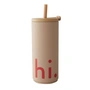 Design Letters - Hi Travel Gobelet à paille, 0.5 l, beige
