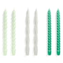 Hay - Spiral Bougies à tige, H 29 cm, mint / light grey / green (set de 6)