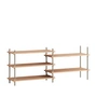 Moebe - Shelving System Low Double, chêne huilé / warm grey