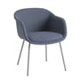 Muuto - Fiber Conference Chaise à accoudoirs avec structure tubulaire, gris / Sabi 631 bleu