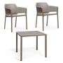 Nardi - Net chaise avec accoudoirs (2x) + Cube table 80, tortora