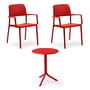 Nardi - Chaise à accoudoirs Bora (2x) + table Step, rouge