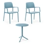 Nardi - Bora chaise avec accoudoirs (2x) + Step table, celeste