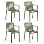 HAY - Palissade Chaise avec accoudoirs, olive (set de 4)