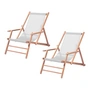 Jan Kurtz - Maxx Deckchair , teck / housse en tissu synthétique blanc (set de 2)