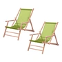 Jan Kurtz - Maxx Deckchair , teck / housse en tissu synthétique pistache (lot de 2)