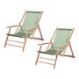 Jan Kurtz - Maxx Deckchair , bois de teck / housse en tissu synthétique sauge (lot de 2)