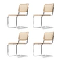 Thonet - S 32 V Chaise, chrome / hêtre naturel (TP 17) / cannage avec tissu de soutien en plastique (lot de 4)