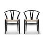 Carl Hansen - CH24 Wishbone Chair , soft black / tressage naturel (lot de 2)