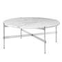 Gubi - TS Table basse Ø 80 cm, acier poli / marbre blanc