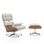 Vitra - Lounge Chair & Ottoman, poli, cerisier, Nubia, crème / sable (nouvelles dimensions)
