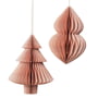 Broste Copenhagen - Christmas Mix Pendentif décoratif, sapin & Cônes, Ø 13 x H 13 cm, dusty pink (lot de 2)
