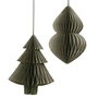 Broste Copenhagen - Christmas Mix Pendentif décoratif, sapin & Cônes, Ø 13 x H 13 cm, thym (lot de 2)