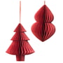 Broste Copenhagen - Christmas Mix Pendentif décoratif, sapin & Cônes, Ø 13 x H 13 cm, pompeian red (lot de 2)
