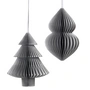 Broste Copenhagen - Christmas Mix Pendentif décoratif, sapin & Cônes, Ø 13 x H 13 cm, argent (lot de 2)
