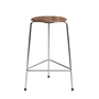 Fritz Hansen - Tabouret de bar High Dot H 65 cm, placage noyer / piètement chromé