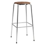 Fritz Hansen - Tabouret de bar High Dot H 76 cm, placage noyer / piètement chromé (4 pieds)