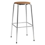 Fritz Hansen - Tabouret de bar High Dot H 76 cm, cuir noyer / piètement chromé (4 pieds)