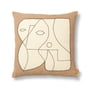 ferm Living - Figure Coussin, 50 x 50 cm, taupe foncé / blanc cassé