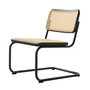 Thonet - S 32 VL Chaise Lounge, acier noir profond (RAL 9005) / hêtre teinté noir (TP 29) / tube tressé avec tissu de soutien en plastique