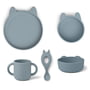 LIEWOOD - Vivi Set de vaisselle en silicone, lapin, sea blue (set de 4)