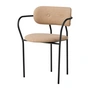 Gubi - Coco Dining Chaise avec accoudoirs entièrement rembourrée, noir mat / Around Bouclé (004)