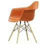 Vitra - Eames Plastic Armchair DAW RE, frêne couleur miel / orange rouille (patins en feutre basic dark)
