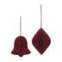 Broste Copenhagen - Chime Bell Pendentif décoratif, Ø 8 x H 9 cm, pompeian red (lot de 2)