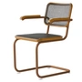 Thonet - S 64 V Fauteuil, ambre / chêne teinté / cannage avec tissu de soutien synthétique dark melange