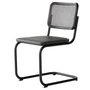 Thonet - S 32 V Chaise, noir RAL 9005 / chêne teinté / cannage avec tissu de soutien en plastique dark melange