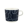 Marimekko - Oiva Piirto Unikko Tasse avec anse, 200 ml, blanc / bleu foncé (60th Anniversary Collection)