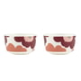 Marimekko - Oiva Unikko Bol, 250 ml, blanc / dark cherry / salmon red (lot de 2)