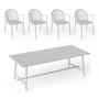Fatboy - Fred's Outdoor table 220 x 100 cm + chaise à accoudoirs (set de 4), gris clair (édition exclusive)