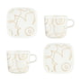 Marimekko - Oiva Piirto Unikko Gobelet avec anse & Assiette, blanc / or (set de 4)