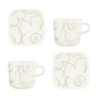 Marimekko - Oiva Piirto Unikko Gobelet avec anse & Assiette, blanc / or (set de 4)