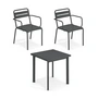 Emu - Star Outdoor Table 70 x 70 cm + chaise à accoudoirs (set de 2), fer antique