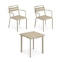 Emu - Star Outdoor Table 70 x 70 cm + chaise à accoudoirs (set de 2), taupe