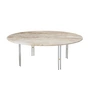 Gubi - IOI Coffee Table, Ø 100 cm, chrome / travertin rippled beige