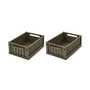 LIEWOOD - Weston Boîte de rangement, 25 x 18 x 9,5 cm, army brown (lot de 2)