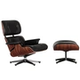 Vitra - Lounge Chair & Ottoman, poli / côtés noirs, palissandre de Santos (classique)