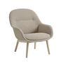 Muuto - Fiber Lounge Armchair Wood Base, Chêne naturel / beige (Kvadrat Ecriture 240)