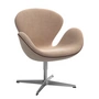 Fritz Hansen - Fauteuil Cygne, aluminium brossé / crème / marron (Serpentine 0428) / Grace cuir Piping (Limited Edition FH Choice 2024)
