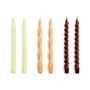 Hay - Long Mix bougies H 29 cm, agrumes / pêche foncée / marron (lot de 6)