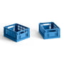 Hay - Colour Crate Panier Mini, 17 x 13 cm, electric blue, recycled (set de 2)