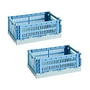 HAY - Colour Crate Mix Panier S, 26,5 x 17 cm, sky blue, recycled (lot de 2)