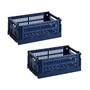 HAY - Colour Crate Panier S, 26,5 x 17 cm, dark blue, recycled (lot de 2)