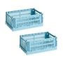 HAY - Colour Crate Panier S, 26,5 x 17 cm, light blue, recycled (lot de 2)