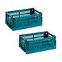 HAY - Colour Crate Panier S, 26,5 x 17 cm, ocean green, recycled (lot de 2)